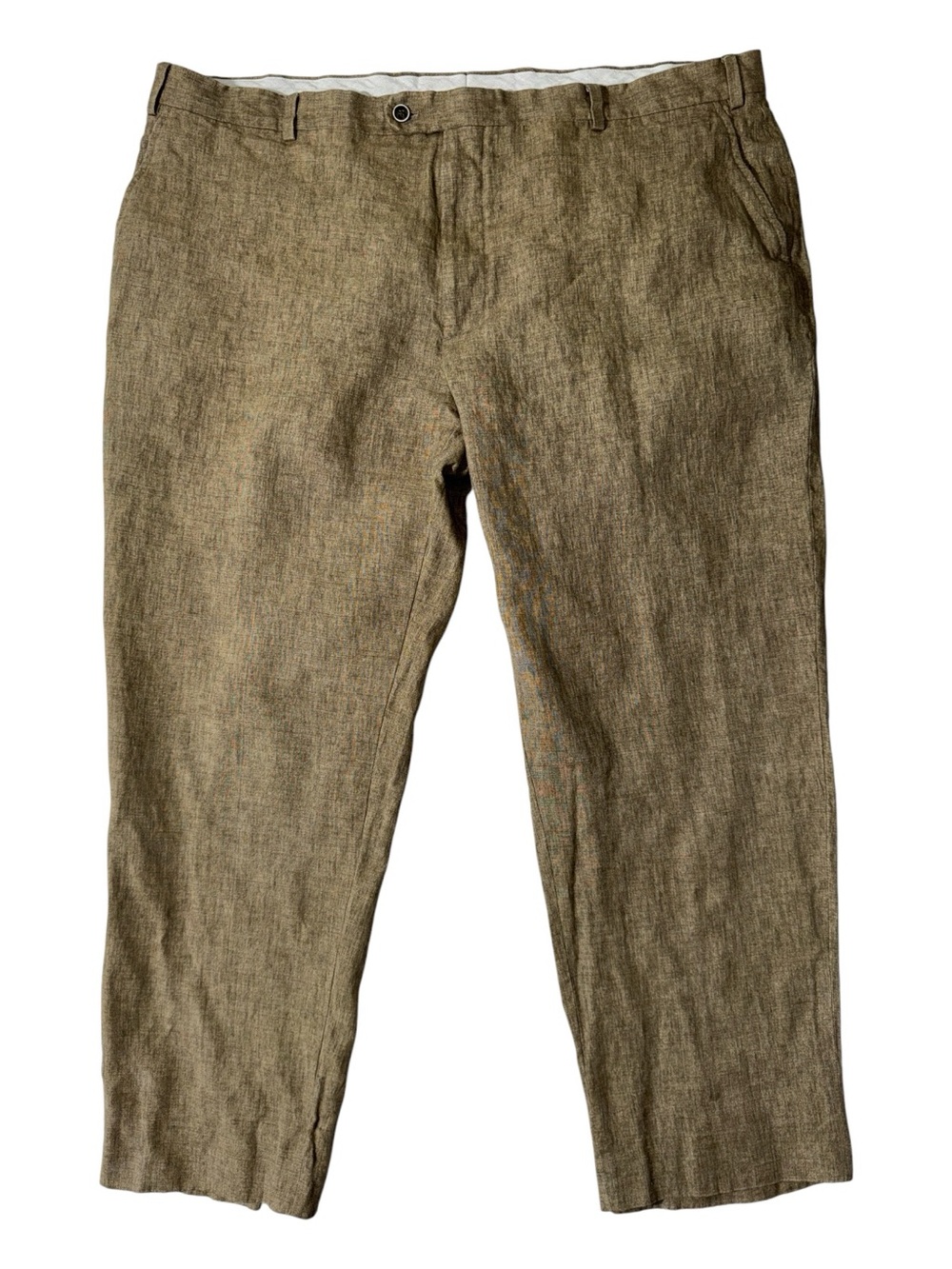 Joseph Abboud mens 44x28 brown 100% linen Italian fabric dress pants